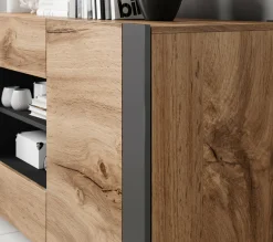 Credenza Albignola, 164x44 h80 cm, Rovere Nodi e Antracite
