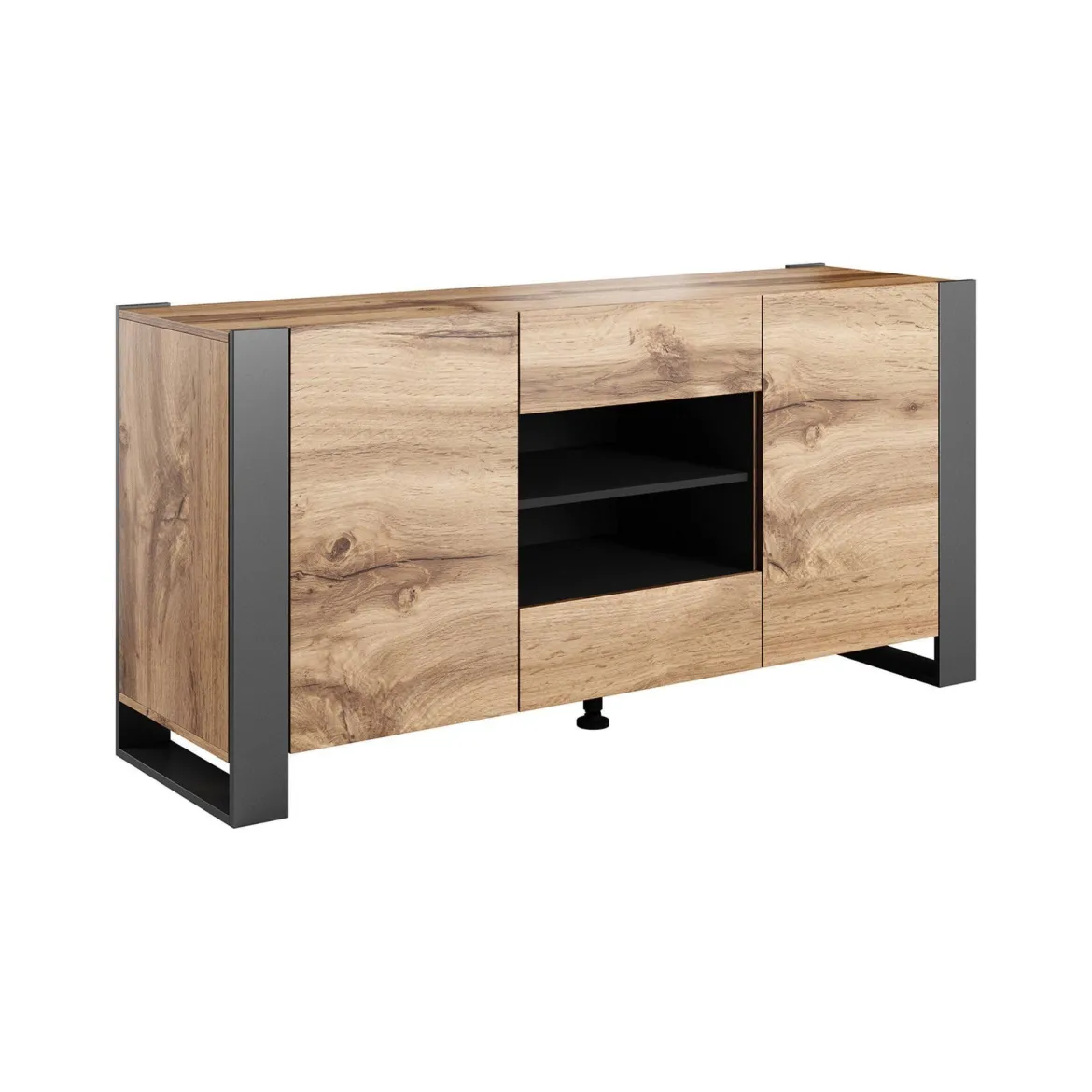 Credenza Albignola, 164x44 h80 cm, Rovere Nodi e Antracite