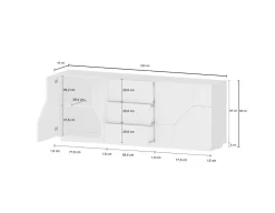 Credenza Almira, cm 220x43h86, Ardesia e Acero