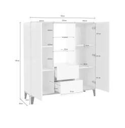 Credenza alta acero e ardesia 120x40x132h cm 2 ante e 2 cassetti - Scirocco