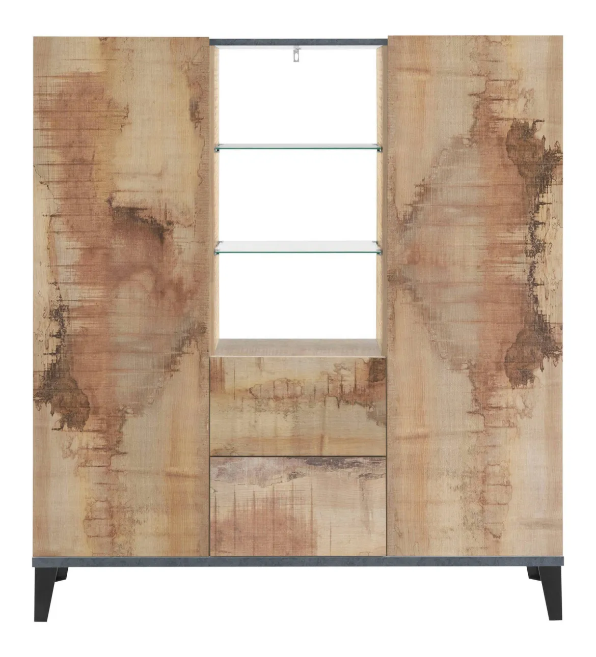 Credenza alta acero e ardesia 120x40x132h cm 2 ante e 2 cassetti - Scirocco