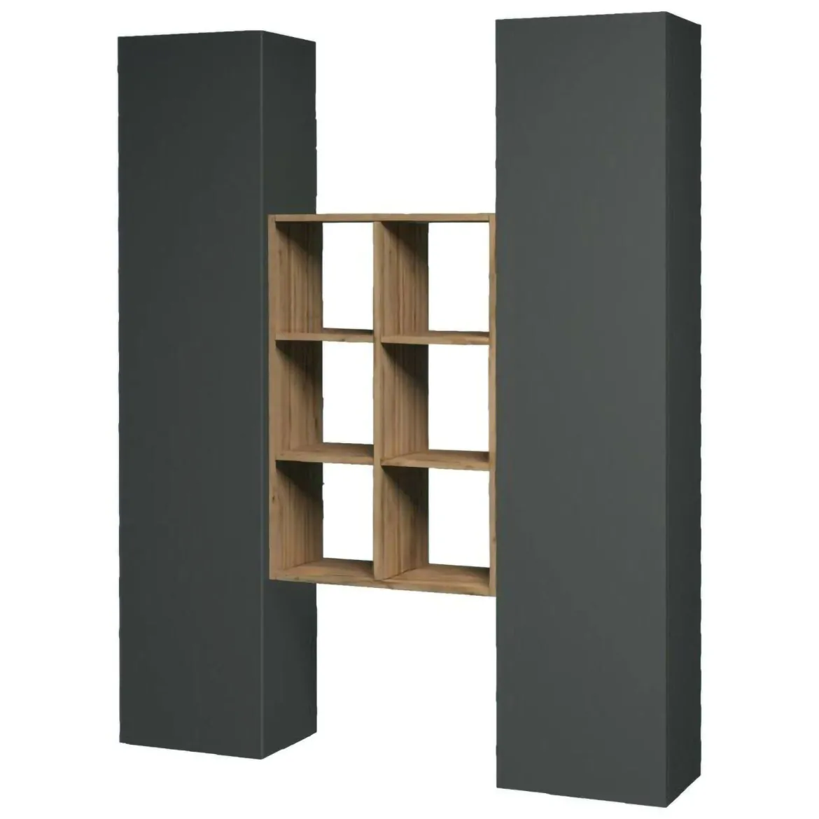 Credenza alta antracite e acero 40x30x180h cm 2 ante - Danila
