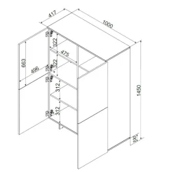 Credenza alta beige 100x41x145h cm 4 ante - Colonno