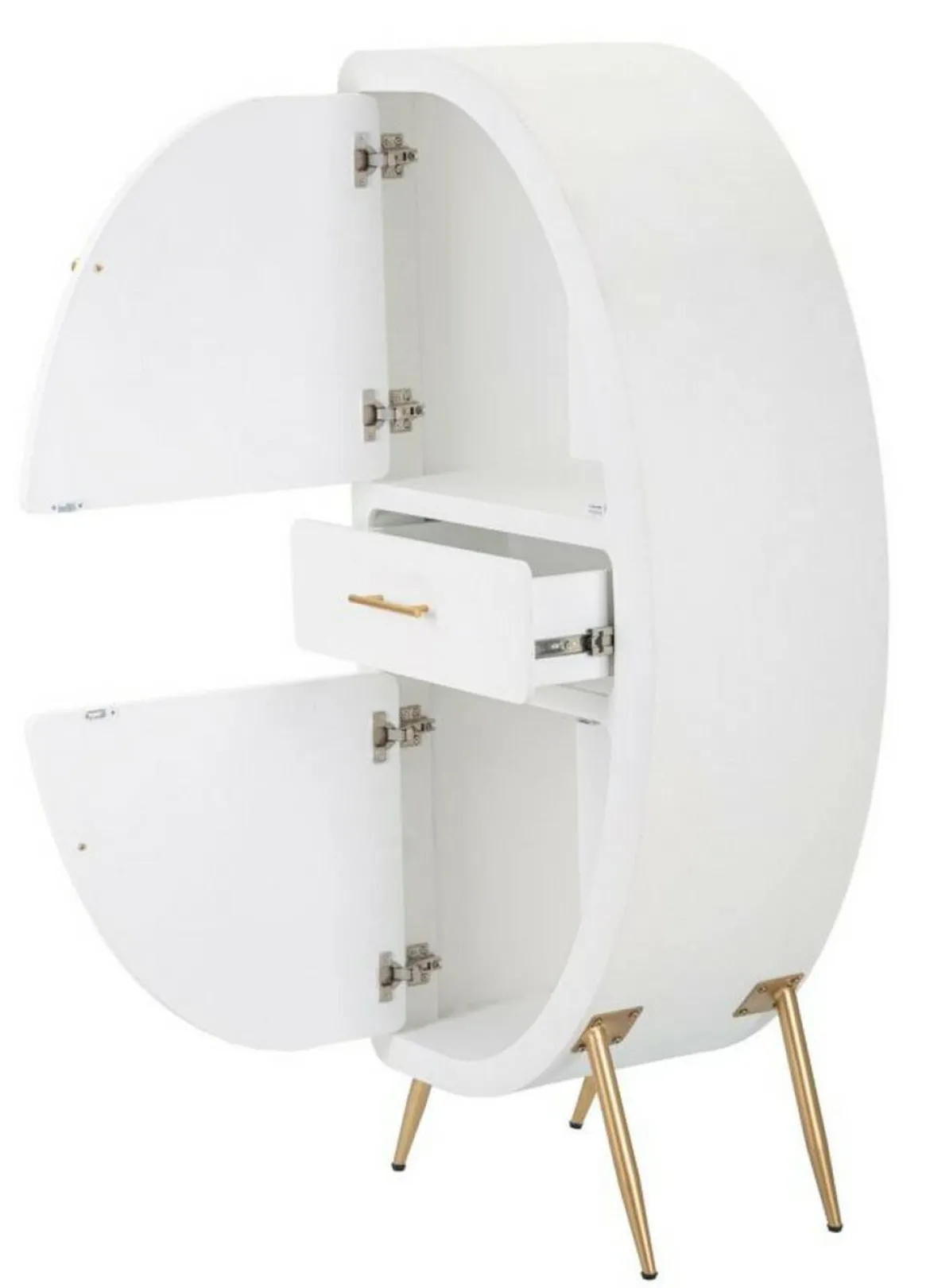 Credenza alta bianca e oro 60x32x133h cm 2 ante e 1 cassetto - Tellier