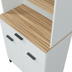 Credenza alta bianca e rovere 81x43x137h cm 3 ante e 1 cassetto - Archimede