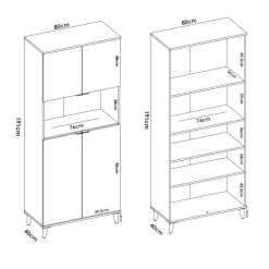 Credenza alta bianca e rovere porta microonde 80x40x191h cm 4 ante - Acura