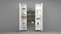 Credenza alta bianco lucida e ardesia 120x40x132h cm 2 ante e 2 cassetti - Scirocco