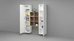 Credenza alta bianco lucida e ardesia 120x40x132h cm 2 ante e 2 cassetti - Scirocco