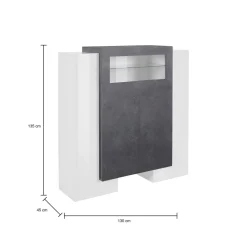 Credenza alta bianco lucida e ardesia 130x45x135h cm 5 ante - Acquadolce
