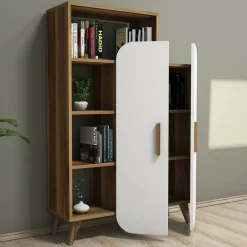 Credenza alta noce e bianca 90x32x132h cm 2 ante - Tormalina