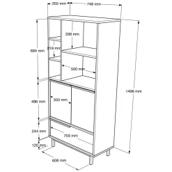 Credenza alta noce e quercia 74x35x161h cm 2 ante - Vinta