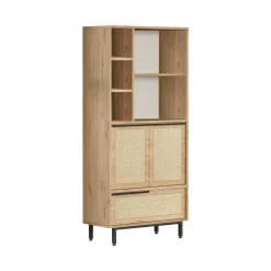 Credenza alta noce e quercia 74x35x161h cm 2 ante - Vinta