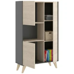 Credenza alta rovere e antracite 81x43x135h cm 3 ante - Crono