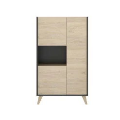 Credenza alta rovere e antracite 81x43x135h cm 3 ante - Crono