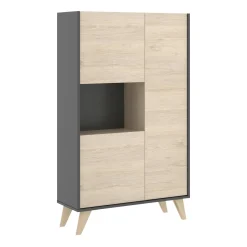 Credenza alta rovere e antracite 81x43x135h cm 3 ante - Crono