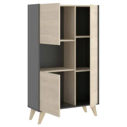 Credenza alta rovere e antracite 81x43x135h cm 3 ante - Crono