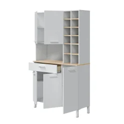 Credenza alta rovere e bianca 108x40x186h cm 5 ante e 1 cassetto - Alima