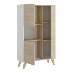 Credenza alta rovere e bianca 81x43x135h cm 3 ante - Crono