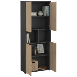 Credenza alta rovere e grigia 79x34x204h cm 4 ante - Pierre