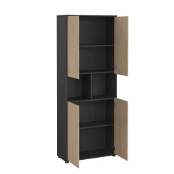 Credenza alta rovere e grigia 79x34x204h cm 4 ante - Pierre