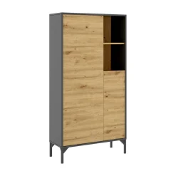 Credenza alta rovere nodi e antracite 72x33x143h cm 2 ante - Akilina