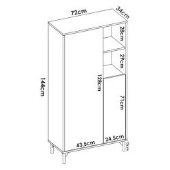Credenza alta rovere nodi e antracite 72x33x143h cm 2 ante - Akilina