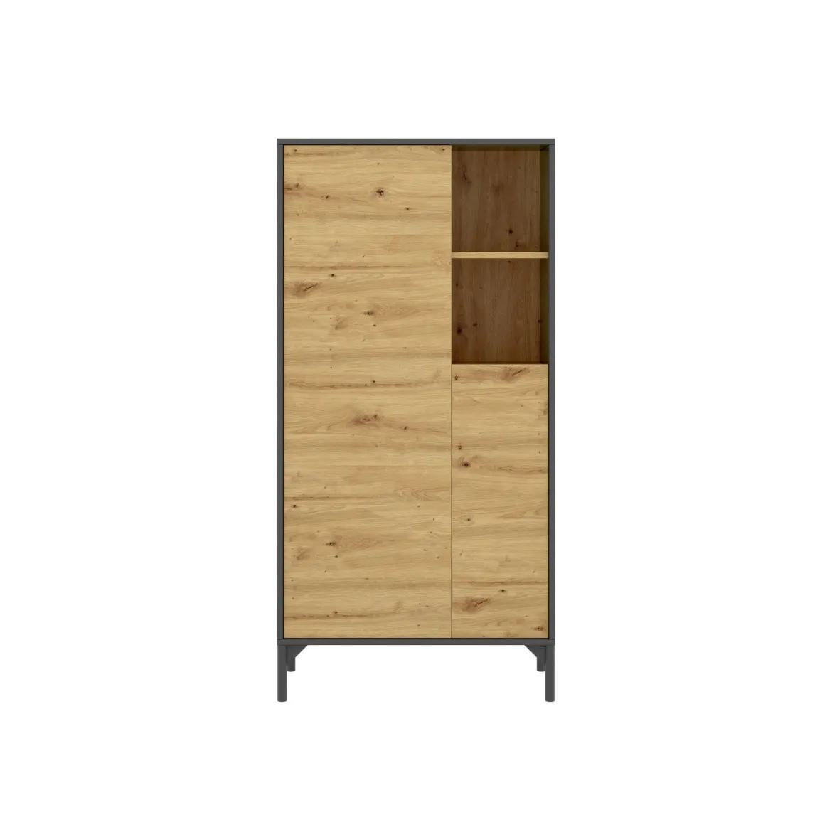 Credenza alta rovere nodi e antracite 72x33x143h cm 2 ante - Akilina