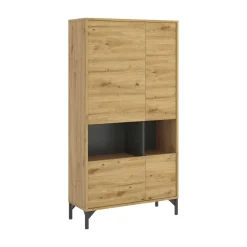 Credenza alta rovere nodi e antracite 72x33x143h cm 4 ante - Gerbera