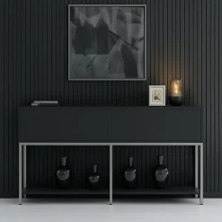 Credenza antracite e argento 150x30x80h cm 2 ante - Basilia