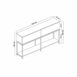 Credenza antracite e argento 150x30x80h cm 2 ante - Basilia