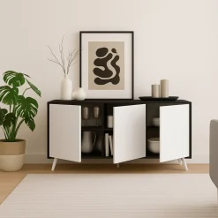 Credenza antracite e bianca 153x39x72h cm 3 ante - Annina