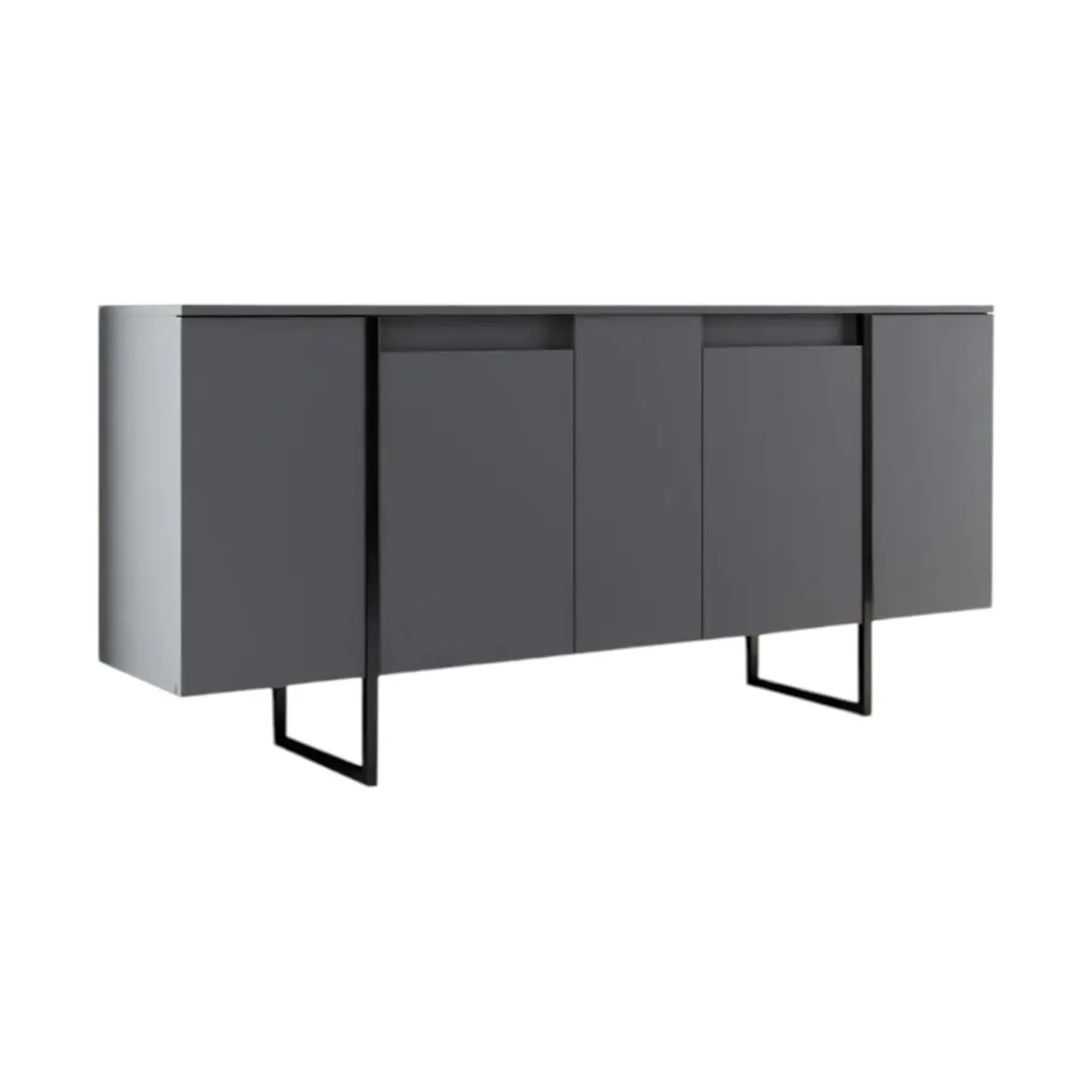 Credenza antracite e nera moderna 160x35x80h cm 4 ante - Arta