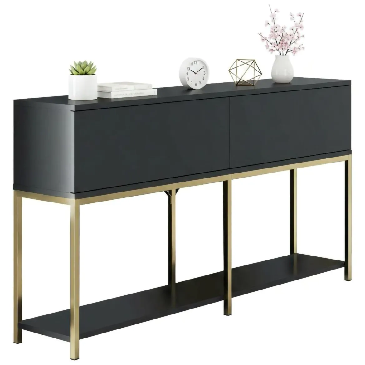 Credenza antracite e oro 160x35x80h cm 4 ante - Arta