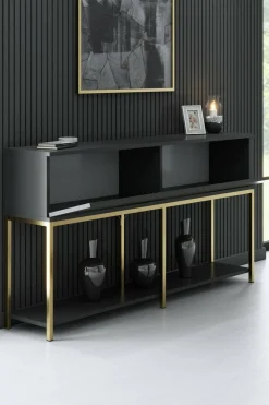 Credenza antracite e oro 160x35x80h cm 4 ante - Arta