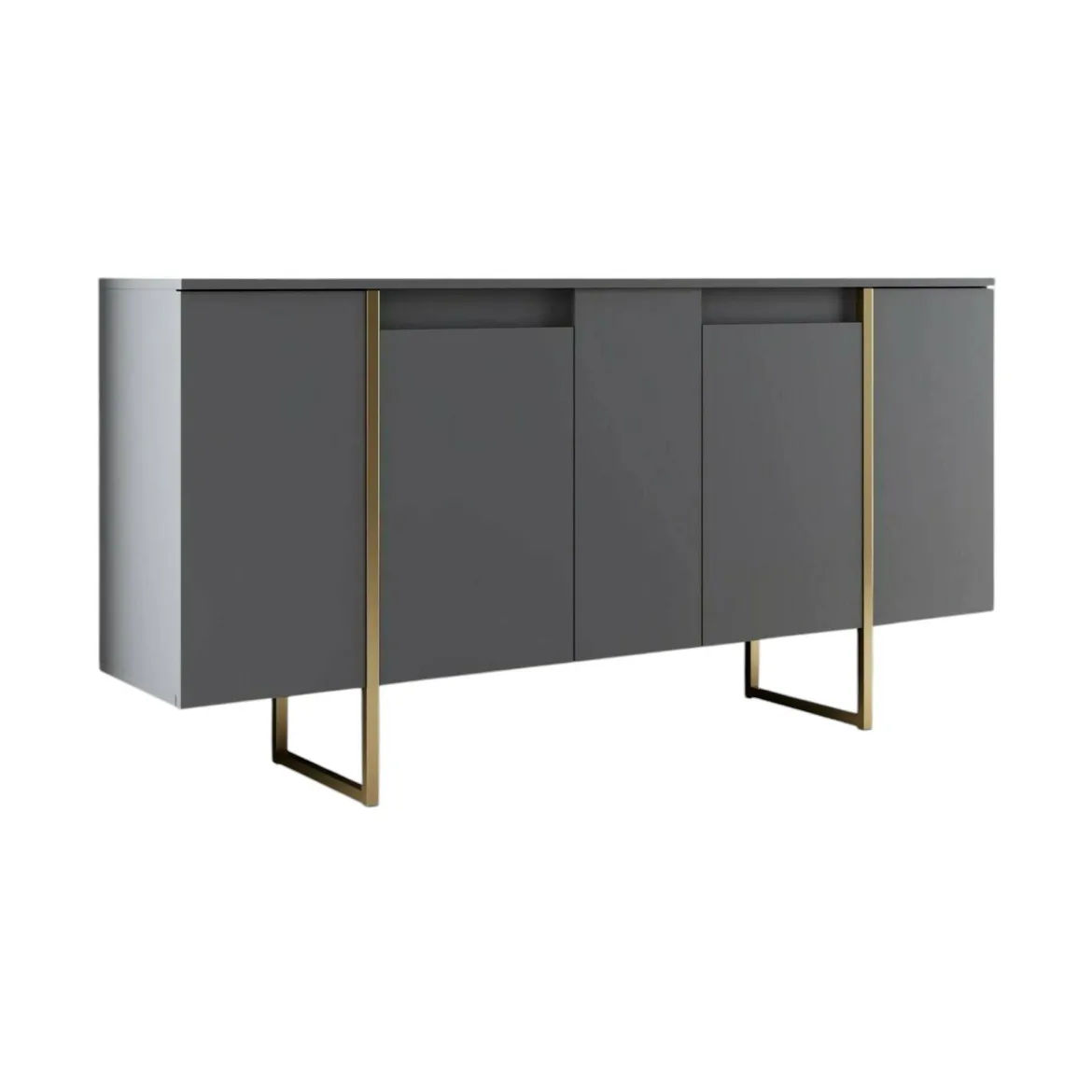 Credenza antracite e oro 160x35x80h cm 4 ante - Arta