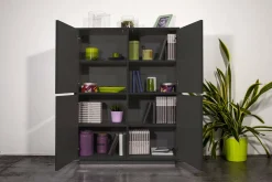 Credenza antracite lucida 100x41x126h cm 4 ante - Ara