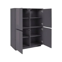 Credenza antracite lucida 100x41x126h cm 4 ante - Ara