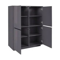 Credenza antracite lucida 100x41x126h cm 4 ante - Ara
