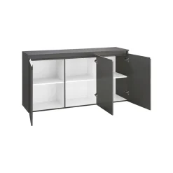 Credenza antracite lucida 160x41x86h cm 2 ante e 3 cassetti - Aysha