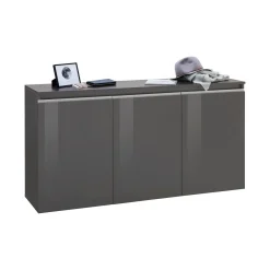 Credenza antracite lucida 160x41x86h cm 2 ante e 3 cassetti - Aysha