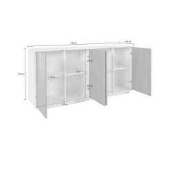 Credenza antracite lucida 220x41x86h cm 4 ante e 3 cassetti - Arrachis