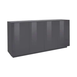 Credenza antracite lucida 220x41x86h cm 4 ante e 3 cassetti - Arrachis