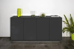 Credenza antracite lucida 220x41x86h cm 4 ante e 3 cassetti - Arrachis
