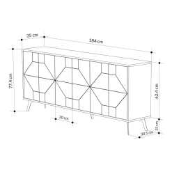 Credenza antracite 200x40x80h cm 3 ante - Andaleiv