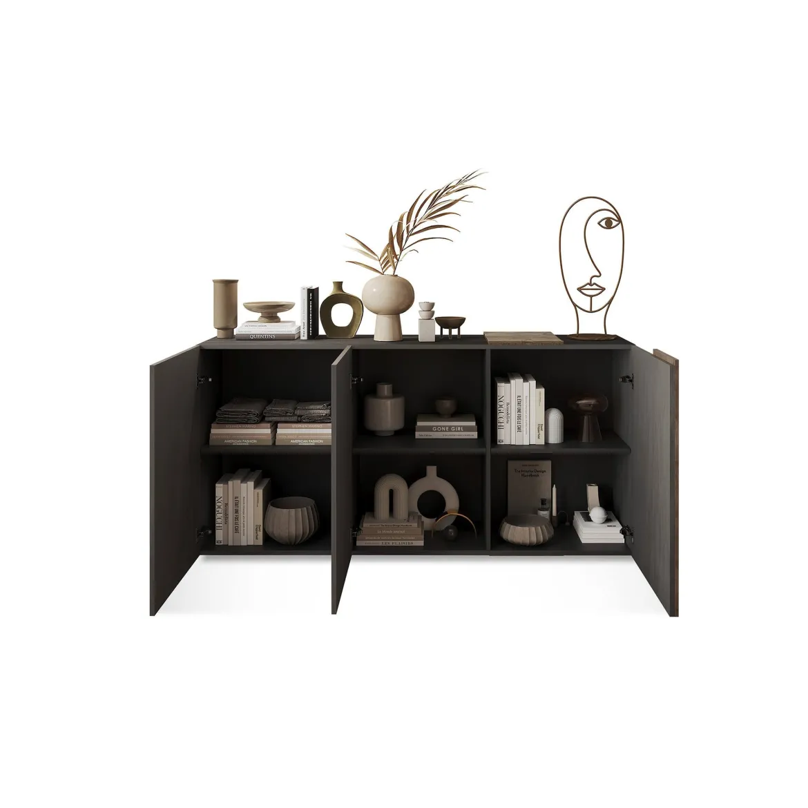 Credenza ardesia e noce 181x44x86h cm 3 ante - Jerry