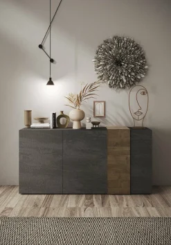 Credenza ardesia e noce 181x44x86h cm 3 ante - Jerry
