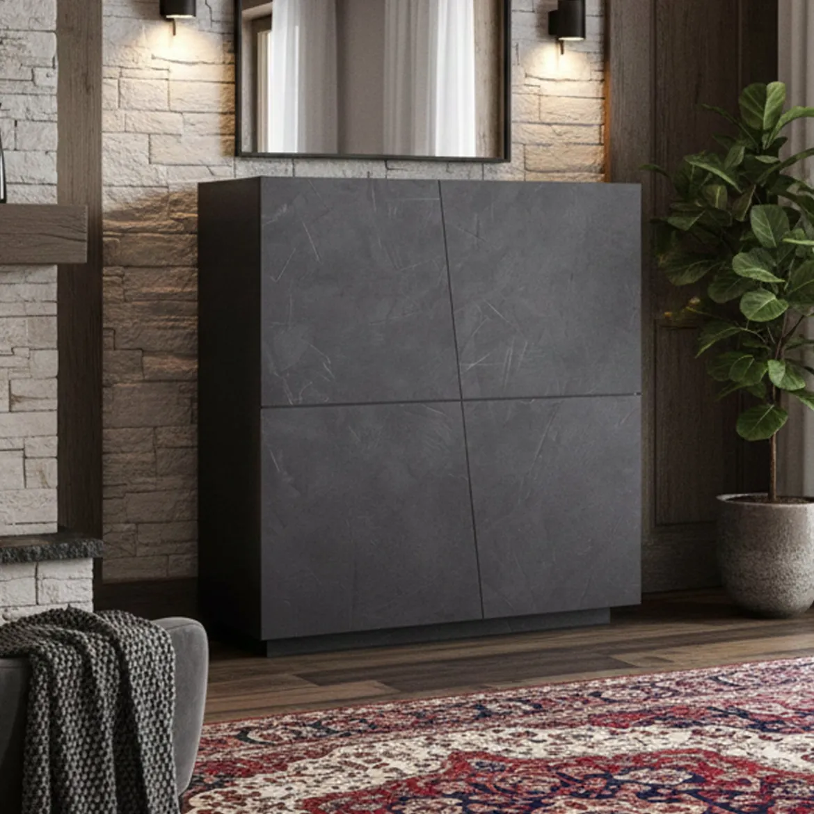 Credenza ardesia 121x38x86h cm 2 ante - Acab