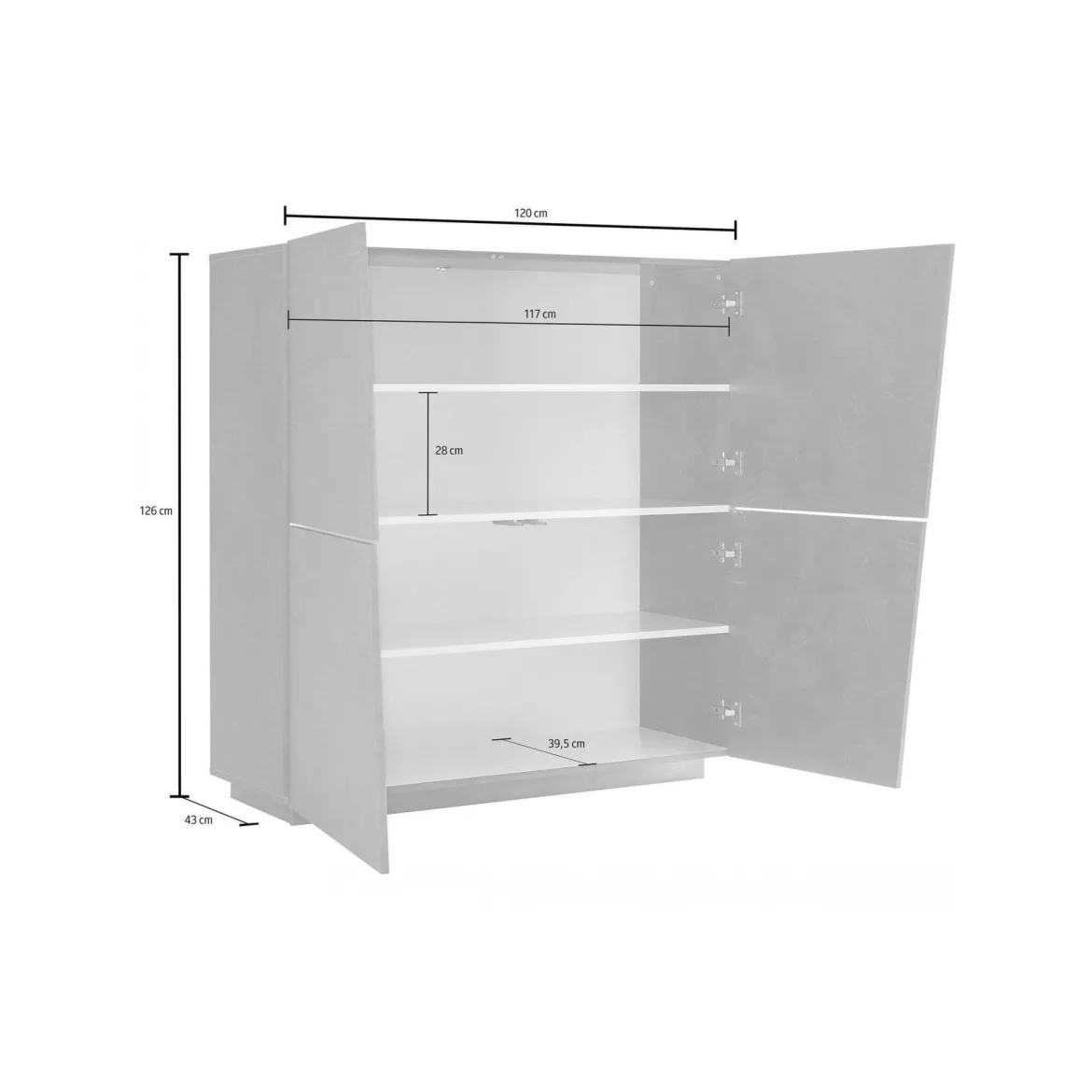 Credenza ardesia 121x38x86h cm 2 ante - Acab