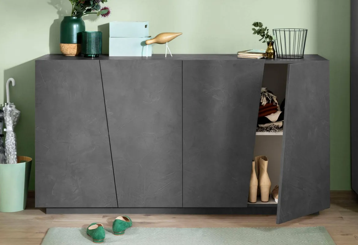 Credenza ardesia 162x44x86h cm 4 ante - Augusto