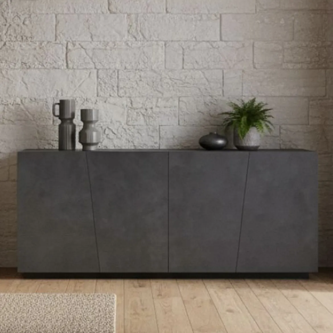 Credenza ardesia 200x43x86h cm 4 ante - Apollo